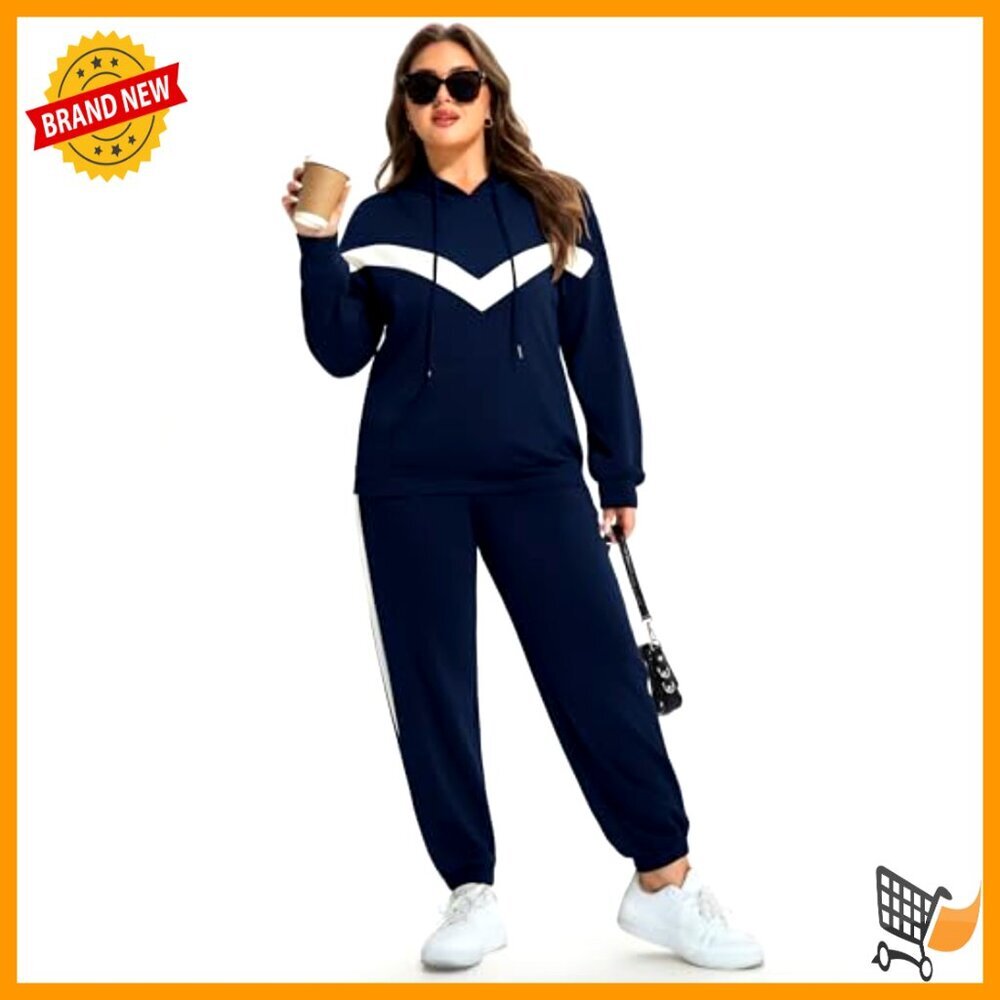 Oversized Lounge Set Soft Stretchy Tracksuit Hoodie Sweatpants Chic Casual - Picture 6 of 7